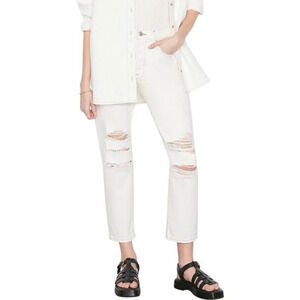 Frame Le‎ Original Button Fly Off White Rips Distressed Jeans Size 24